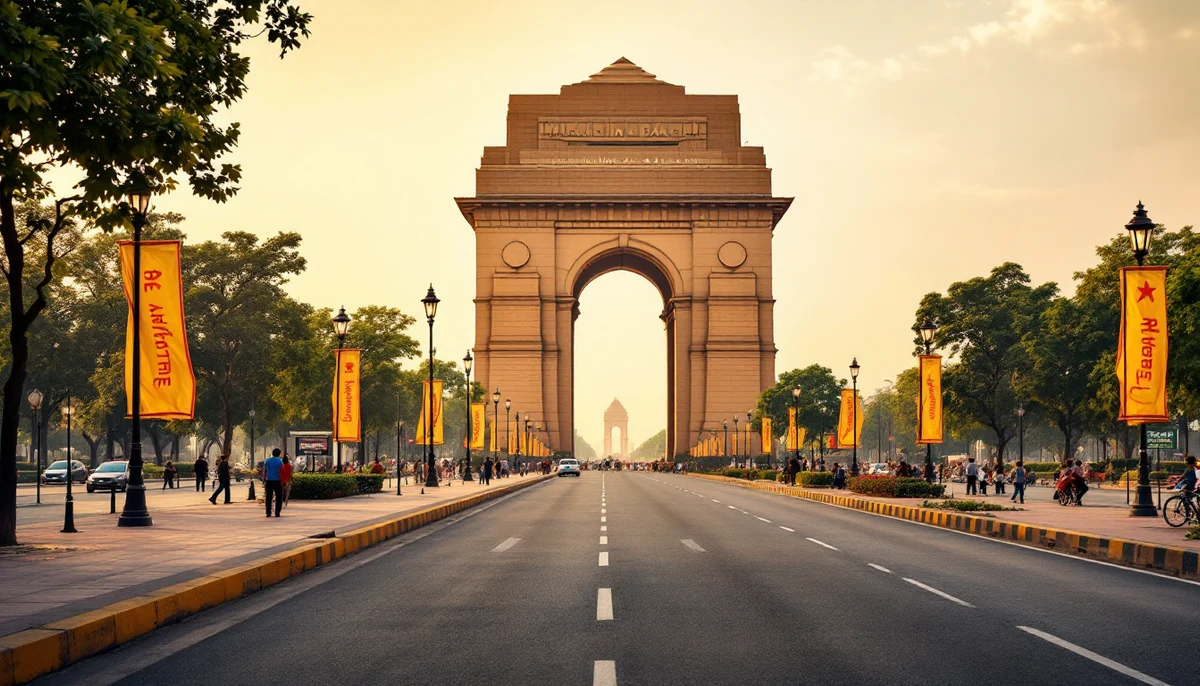 Architectural cityscape of India.