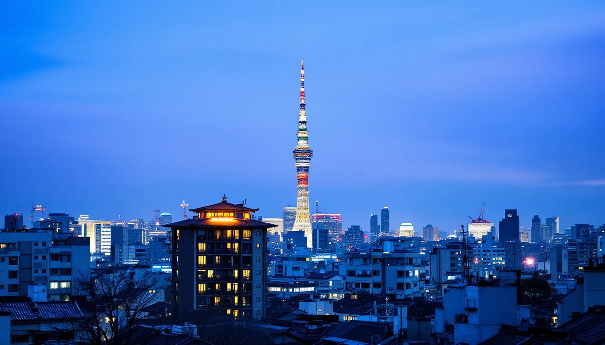 Architectural cityscape of Japan.