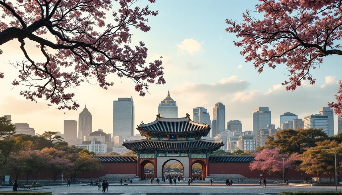 Architectural cityscape of South Korea.