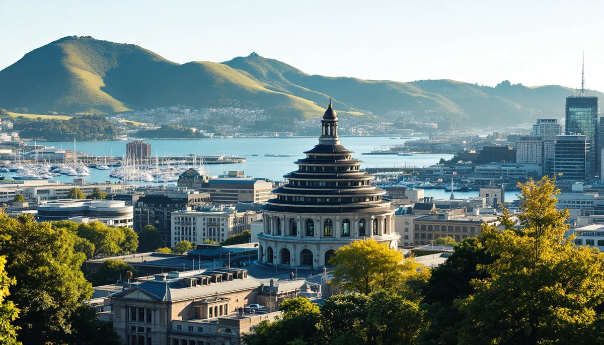 Architectural cityscape of New Zealand.