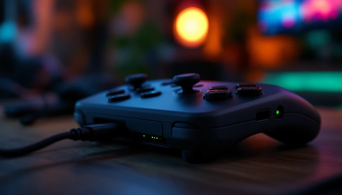 An Xbox Adaptive Controller-style modular gaming controller with switch ports and arcade-style buttons — the visual marker for game-accessibility reporting.