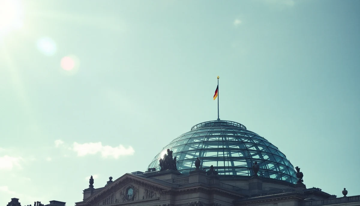 The Reichstag's glass Norman Foster dome with the German flag — institutional anchor for Germany's BGG / BITV / BFSG accessibility framework.